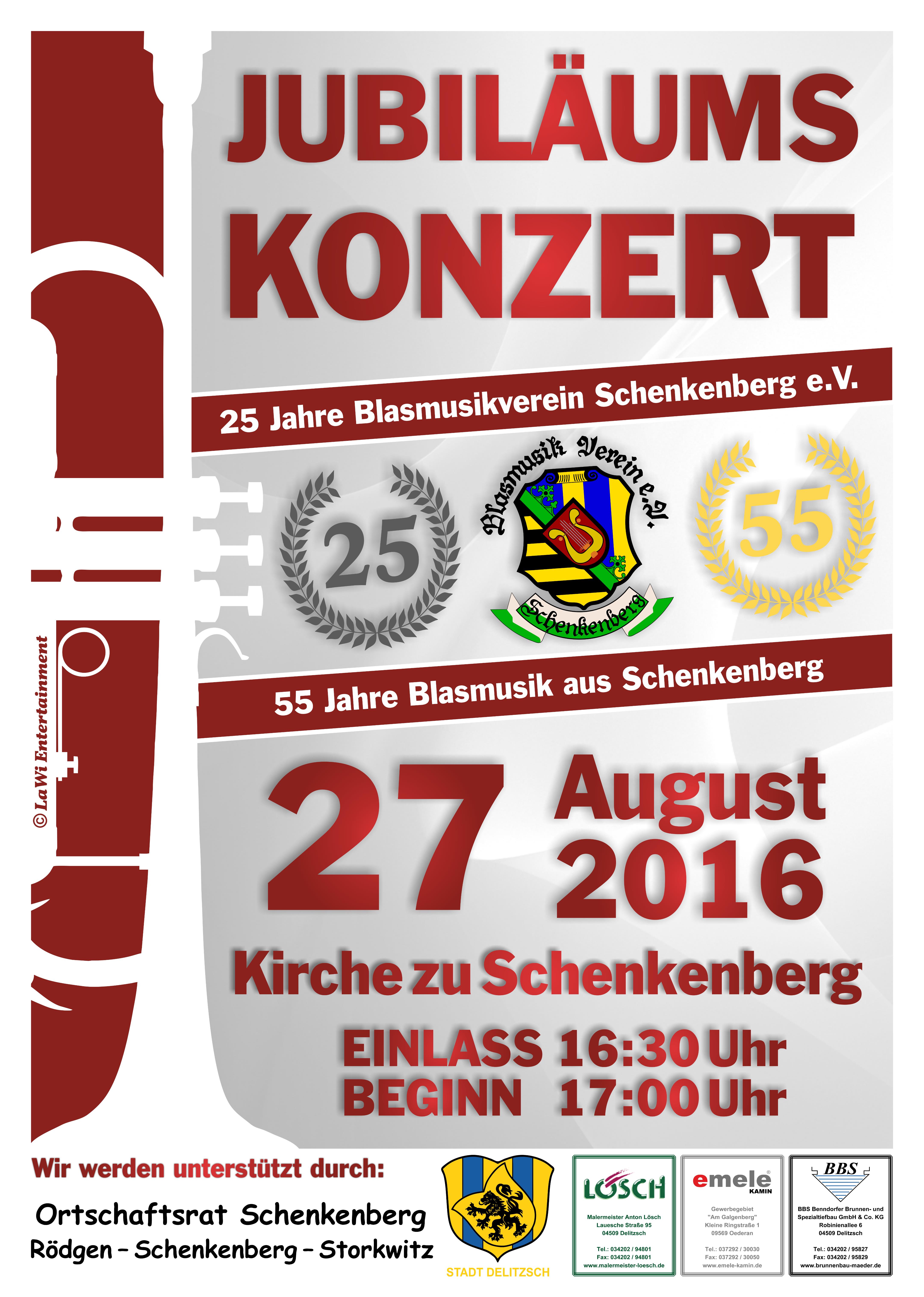 Jubiläumskonzert 25 Jahre/55 Jahre Blasmusikverein Schenkenberg e.V. 2016 - Blasmusikverein Schenkenberg e.V.