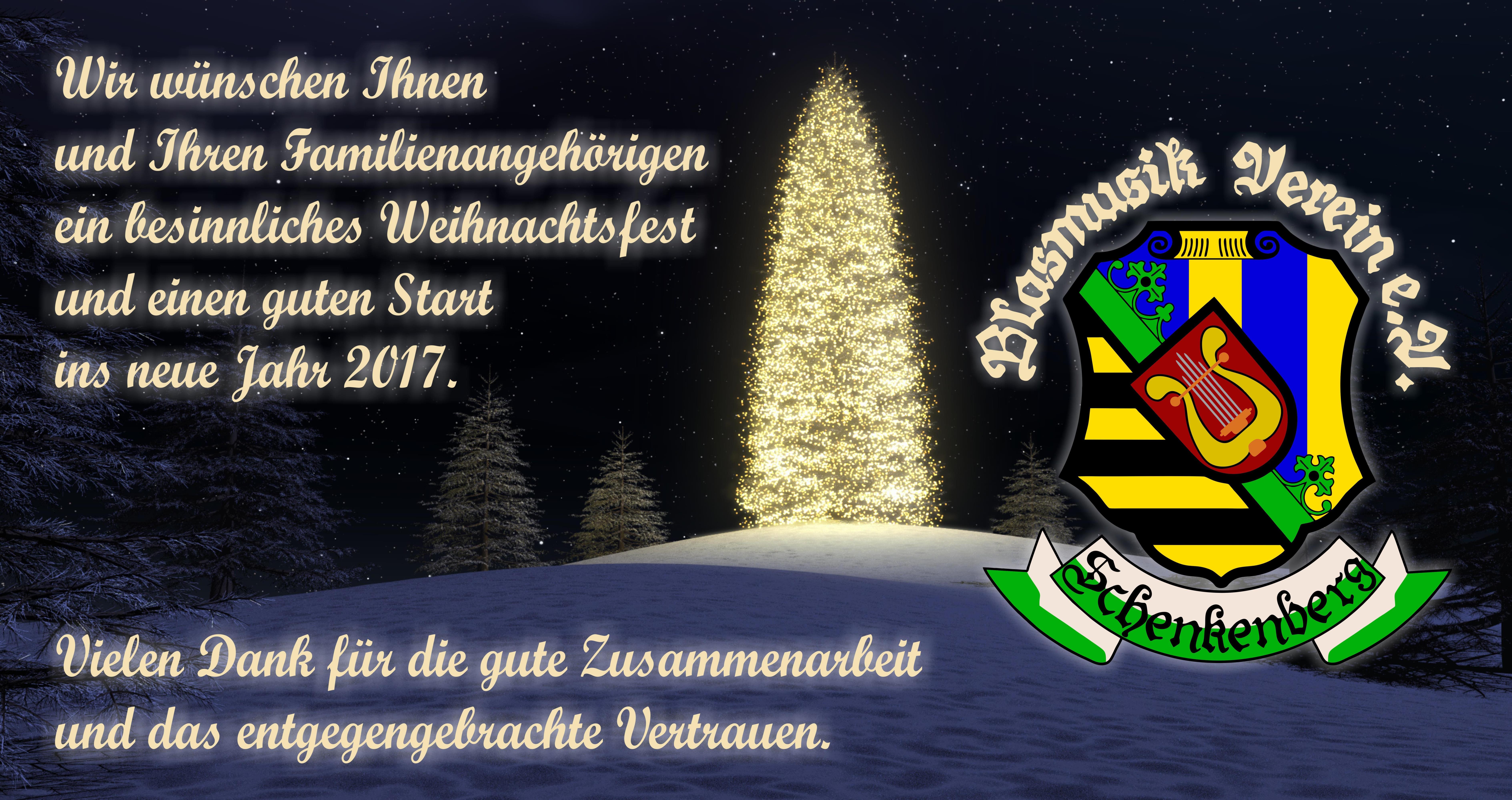 Weihnachtskarte 2016 - Blasmusikverein Schenkenberg e.V.